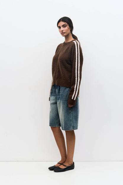 The Reba Sweater | Boucle Knit Zip-Up Jacket: HEATHER GREY