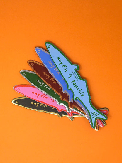 Fish "Any Fin is Possible" Bookmark in Pale Blue