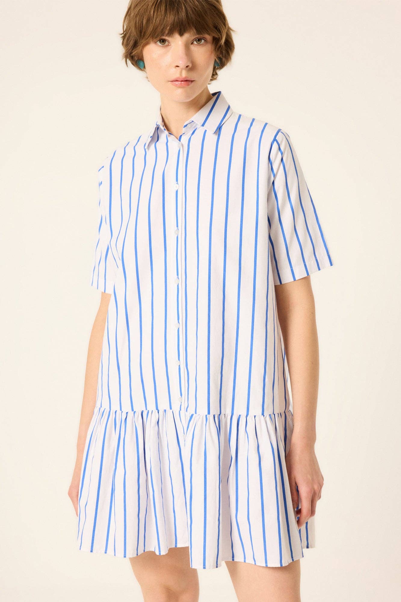 Striped Poplin Tunic / Dress: Blue / L