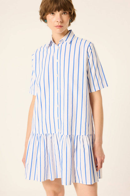 Striped Poplin Tunic / Dress: Blue / L