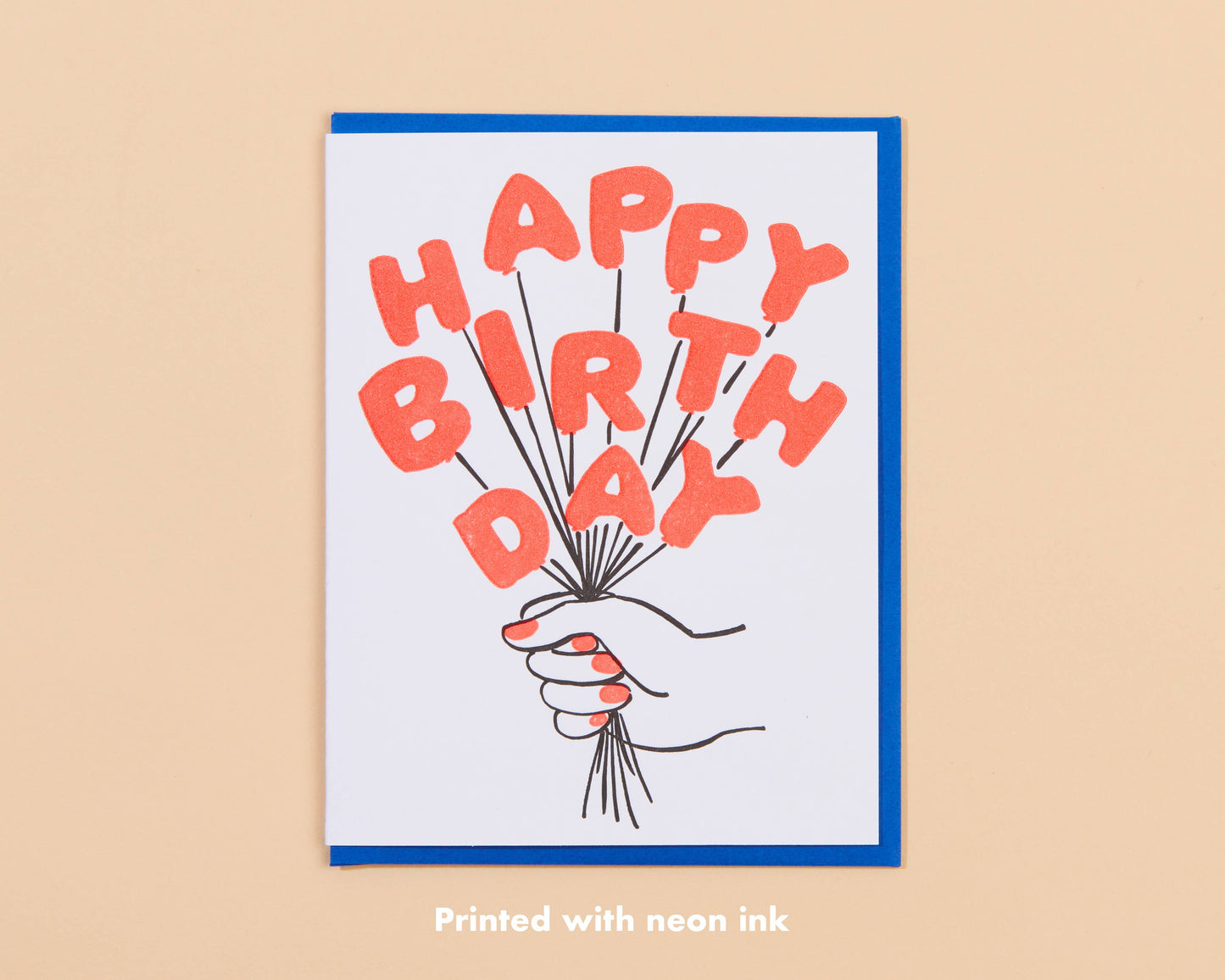 Birthday Balloons Letterpress Card- Made in USA