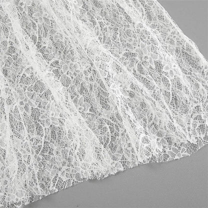 High-Waisted Lace Skirt - White Floral Lace