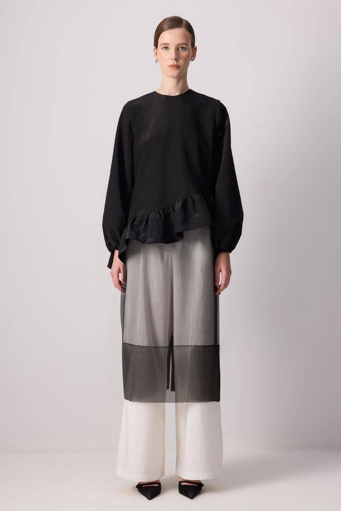 Destiny - Sheer Organza Overlay Skirt – Midi Layering Piece: Black