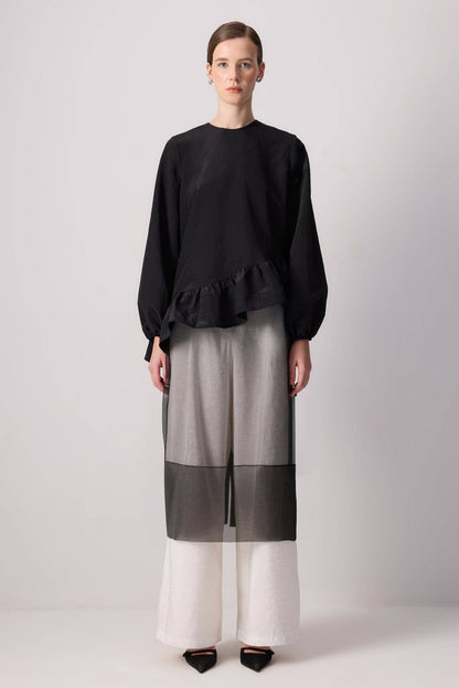 Destiny - Sheer Organza Overlay Skirt – Midi Layering Piece: Black