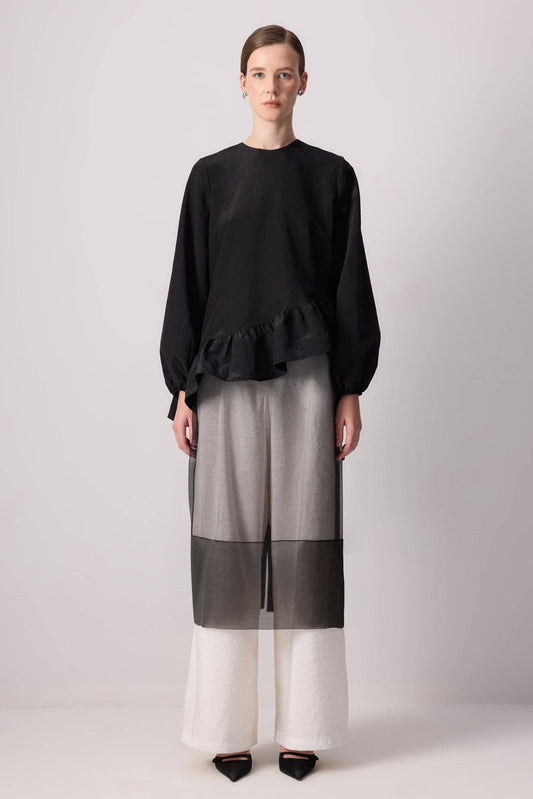 Destiny - Sheer Organza Overlay Skirt – Midi Layering Piece: Black