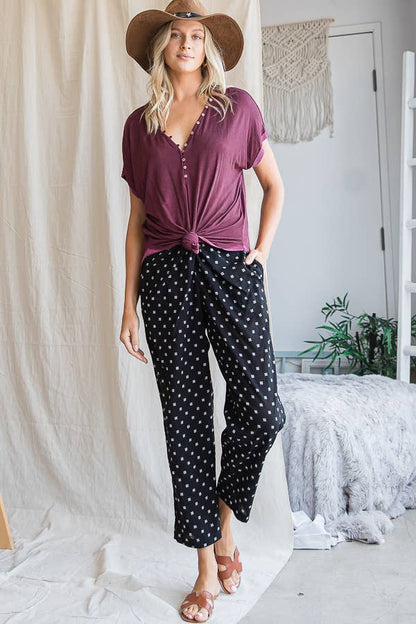 Twist Waist Pants With Pockets: BLACK
