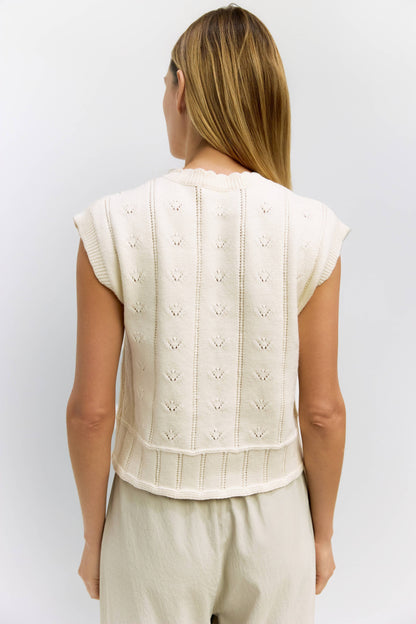 The Linda Vest | Pointelle Sweater Vest: IVORY