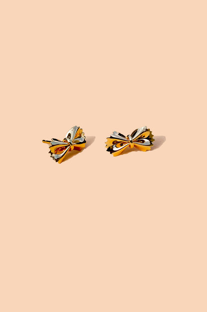 Bow Tie Pasta Studs - 18K Gold Plated