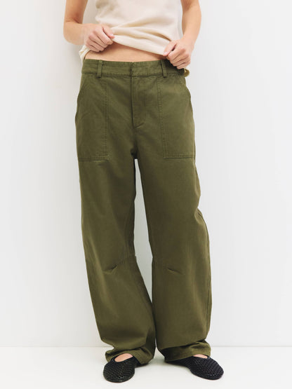The Chandler Pants | Cotton Barrel Pants: OLIVE