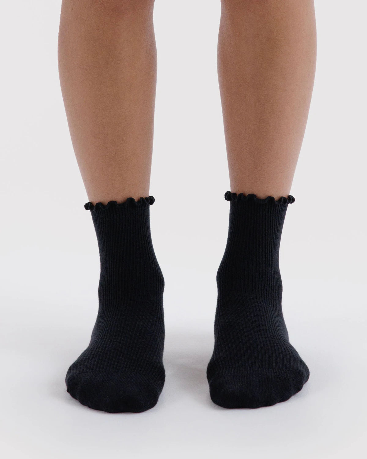 BAGGU Lettuce Edge Sock Set of Two - Black