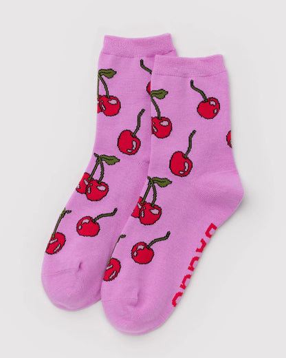 BAGGU Crew Sock - Cherries