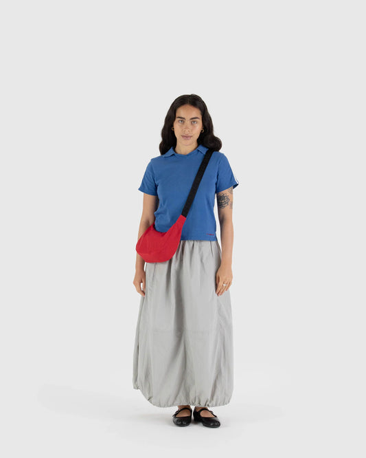 BAGGU Small Nylon Crescent Bag - Candy Apple
