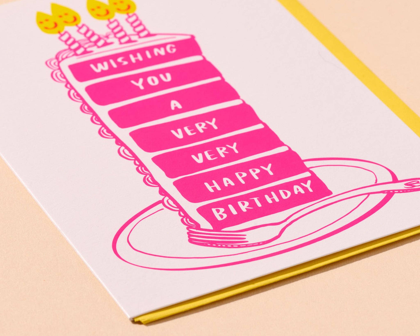 Wishing You A Very Happy Cake Letterpress Birthday Card - Made in USA