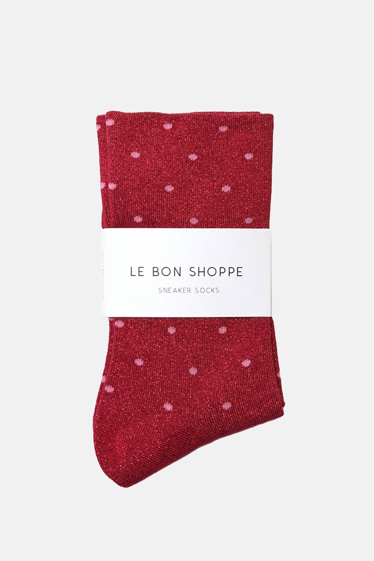 Le Bon Shoppe Lurex Patterned Sneaker Socks: Polka Dot - Red/Pink