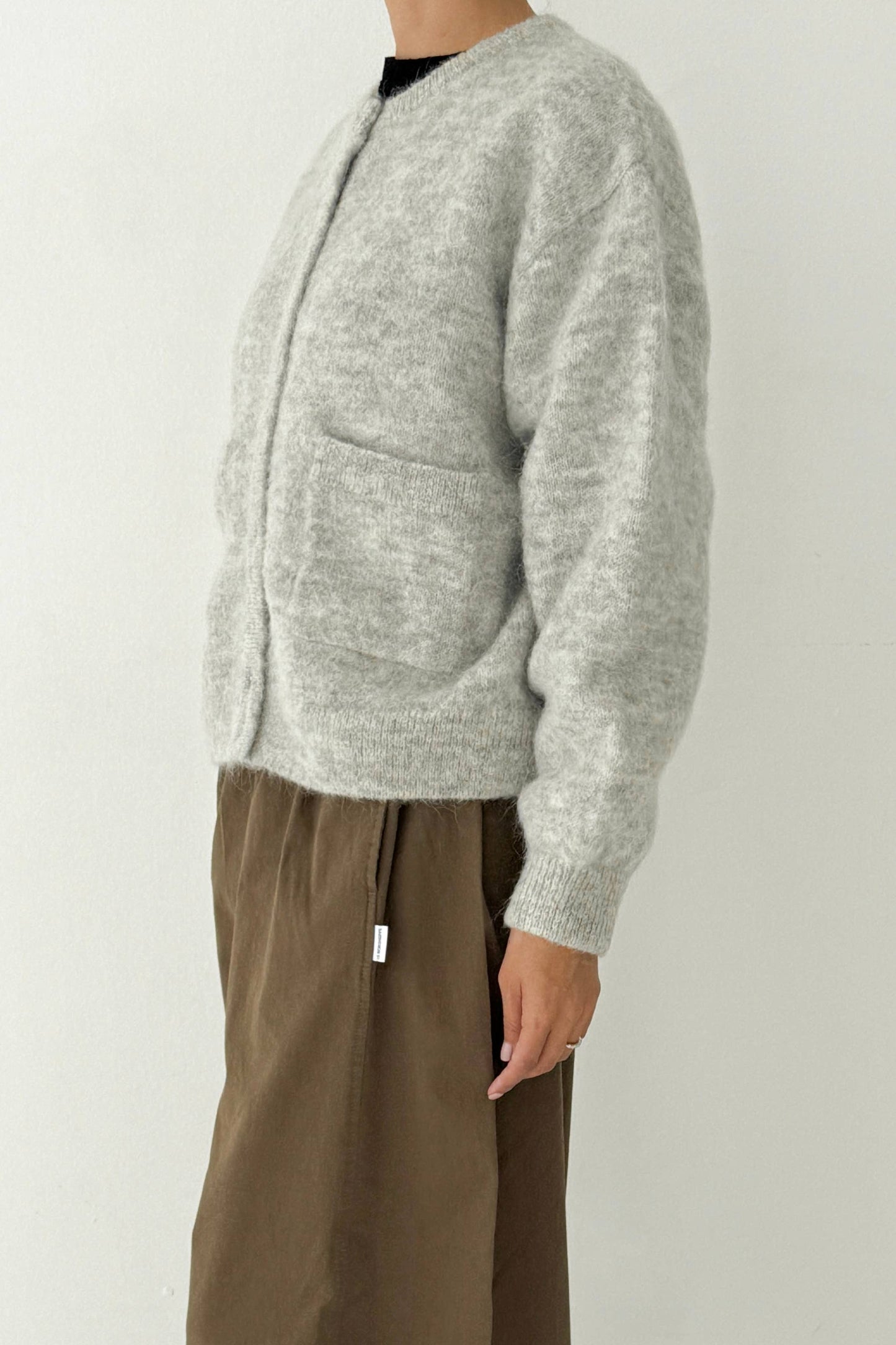 Amélie Alpaca Cardigan: Light Grey