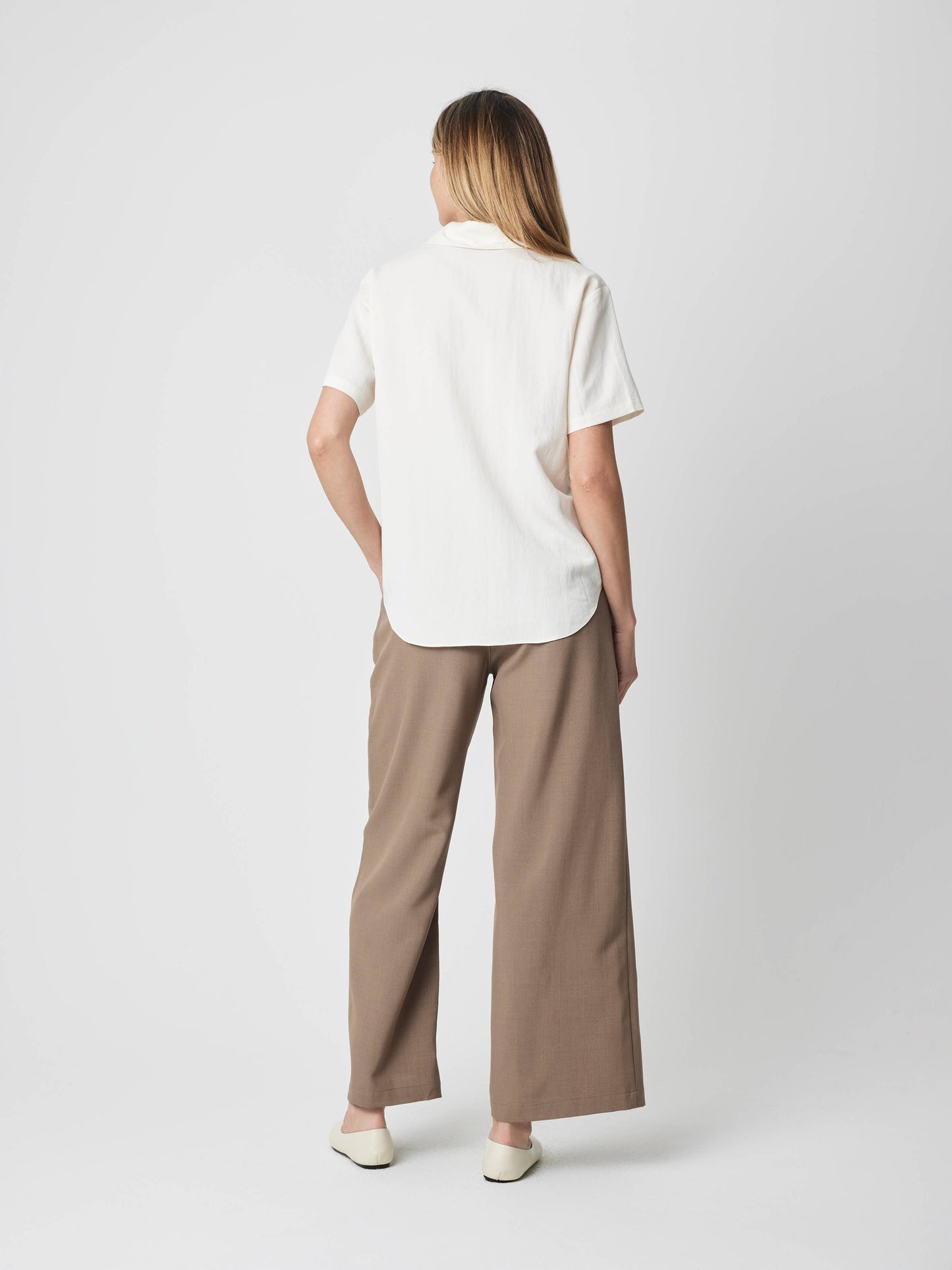 The Julie Button Up Relaxed Collared Shirt: Cream