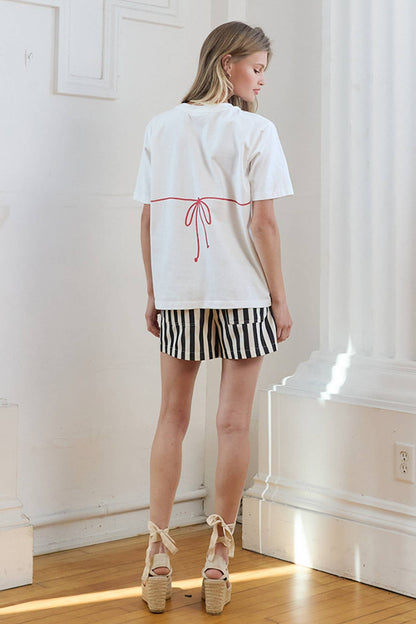 Caviar Print Bikini Graphic Tee: WHITE/RED