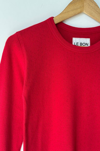Pointelle Fundamental Tee: RED APPLE