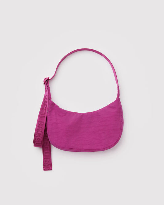 BAGGU Small Nylon Crescent Bag - Deep Fuchsia
