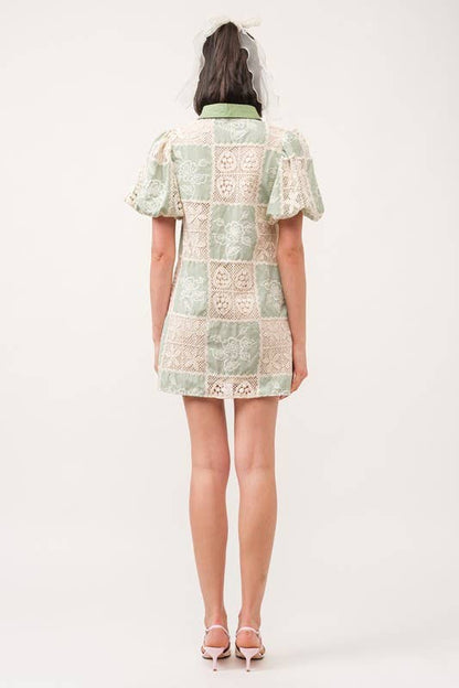 Carmine Green Crochet Dress