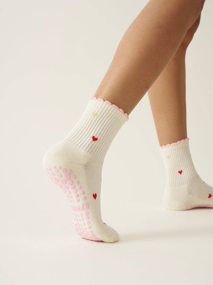 💕 Mini Heart Petal Grip Sock, Pilates Socks