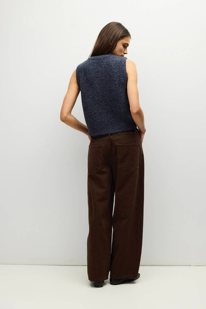 The Skyla Top | Boucle Knit Sweater Vest: Navy
