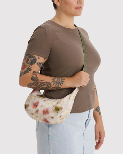 BAGGU Small Nylon Crescent Bag - Abstract Floral