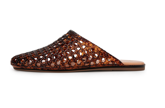GOLDIE mule jelly water-friendly open back cage sandal: TORTOISE