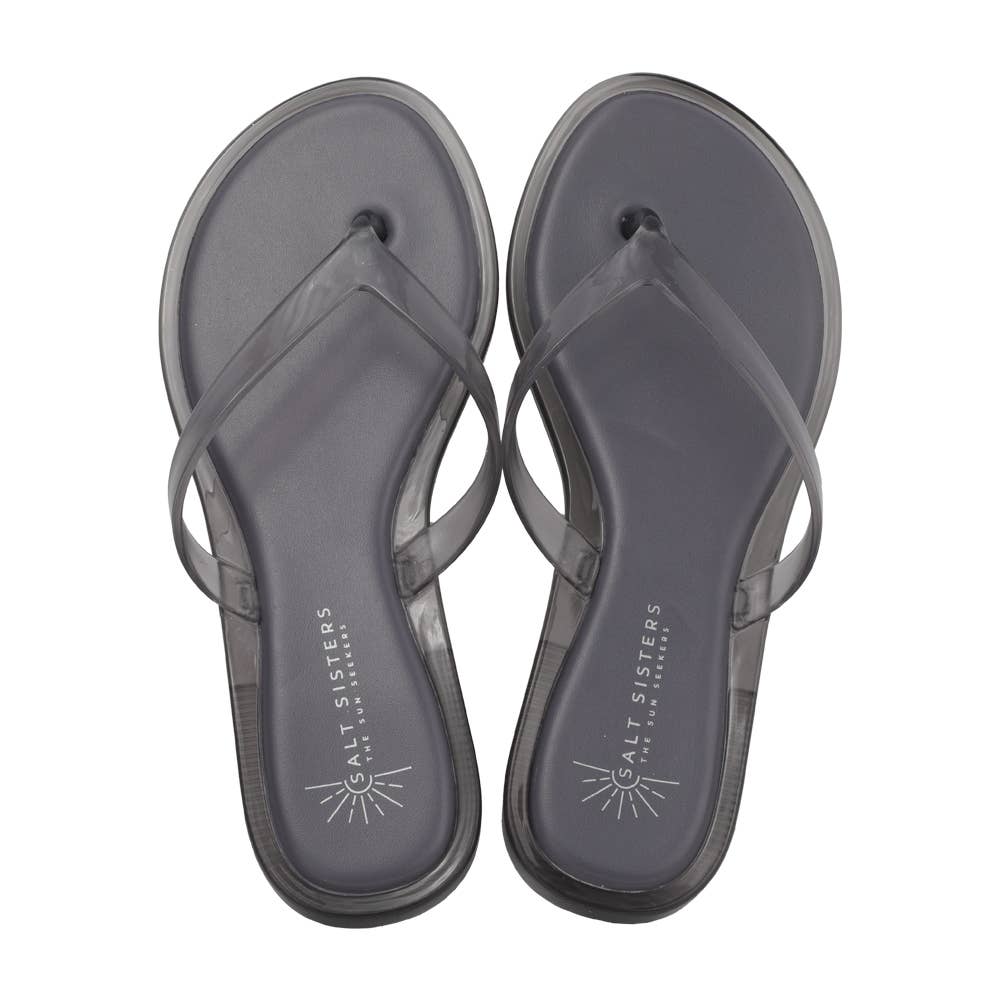 SUNWAVE comfort simple thong clear jelly water-friendly sandal: Smoke
