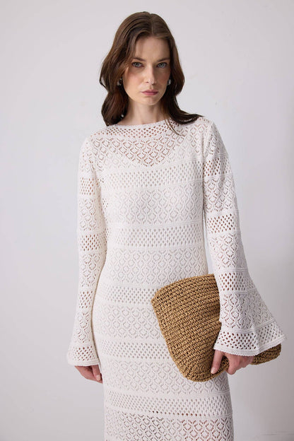 Boho Crochet Knit Maxi Dress