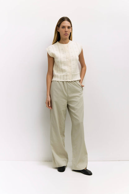 The Linda Vest | Pointelle Sweater Vest: IVORY