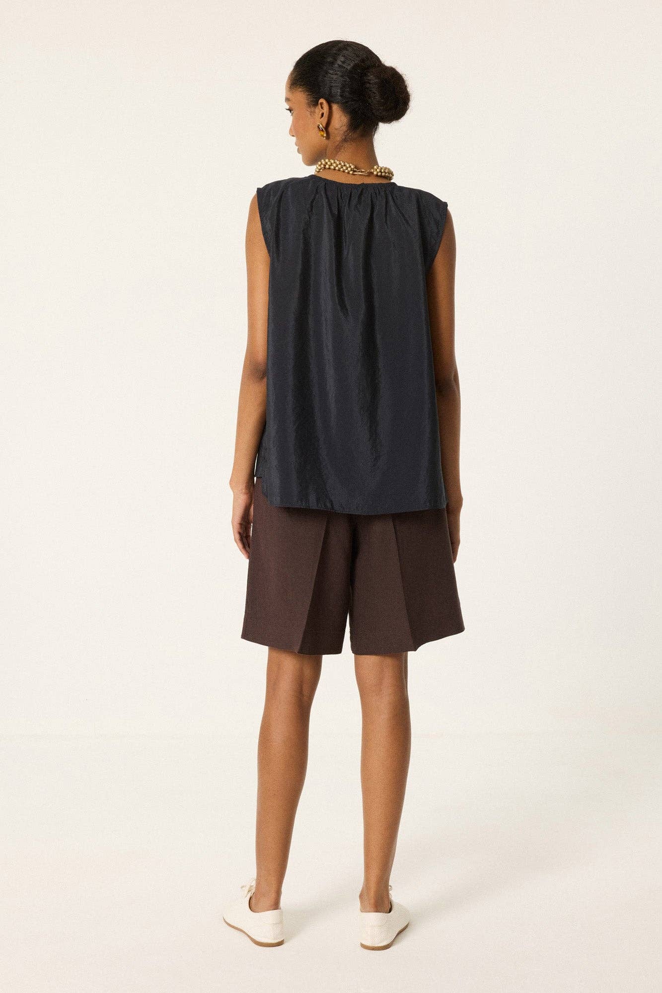 Tie-Front Cupra Look Vest – Sleeveless Relaxed Fit Top : Anthracite