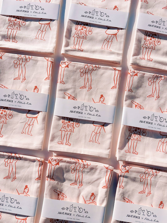 Phthalo Ruth x Julie Peach "Dinner Girls" Tea Towel
