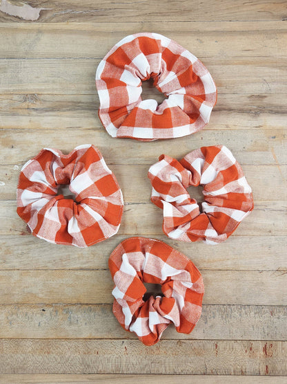 Cotton Scrunchie - Orange Check