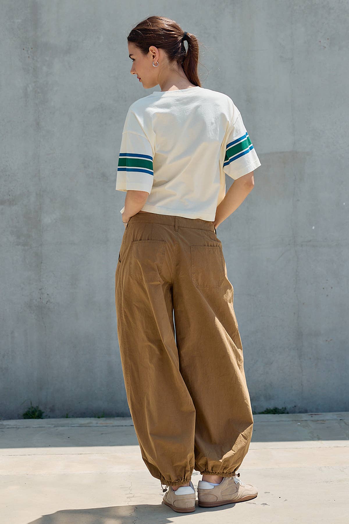 Abigail - Retro Stripe Boxy Tee: IVORY