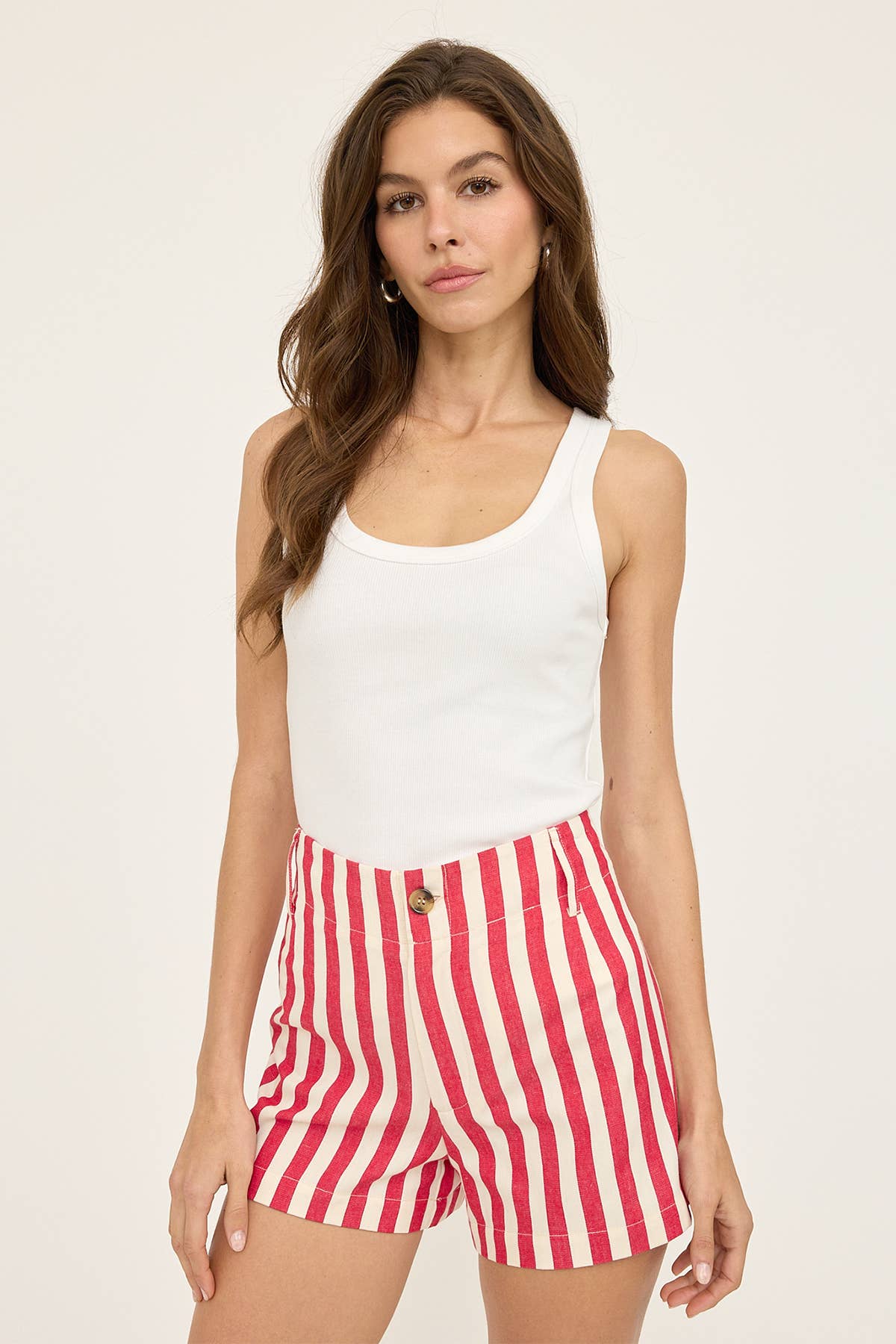 Mod Stripe Short - RED / WHITE STRIPE