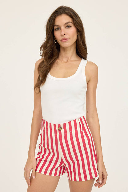 Mod Stripe Short - RED / WHITE STRIPE