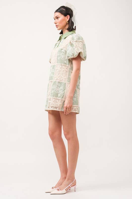 Carmine Green Crochet Dress