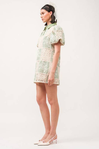 Carmine Green Crochet Dress