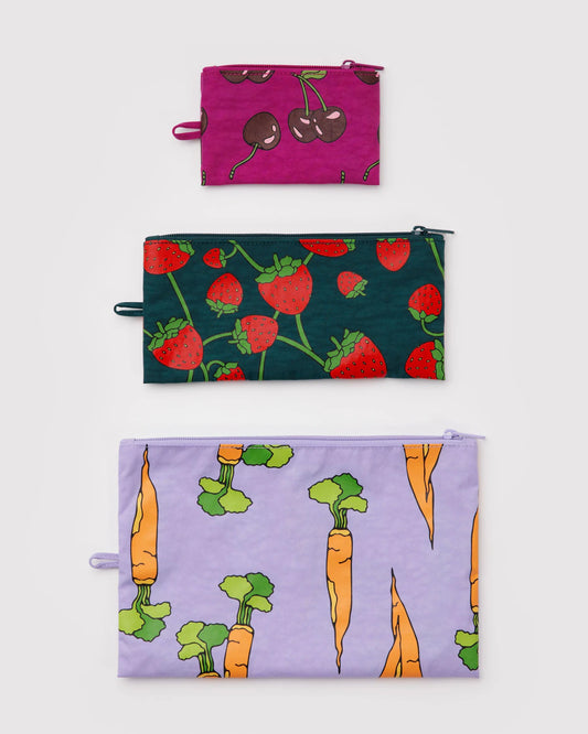 BAGGU Flat Pouch Set - Carrots & Berries