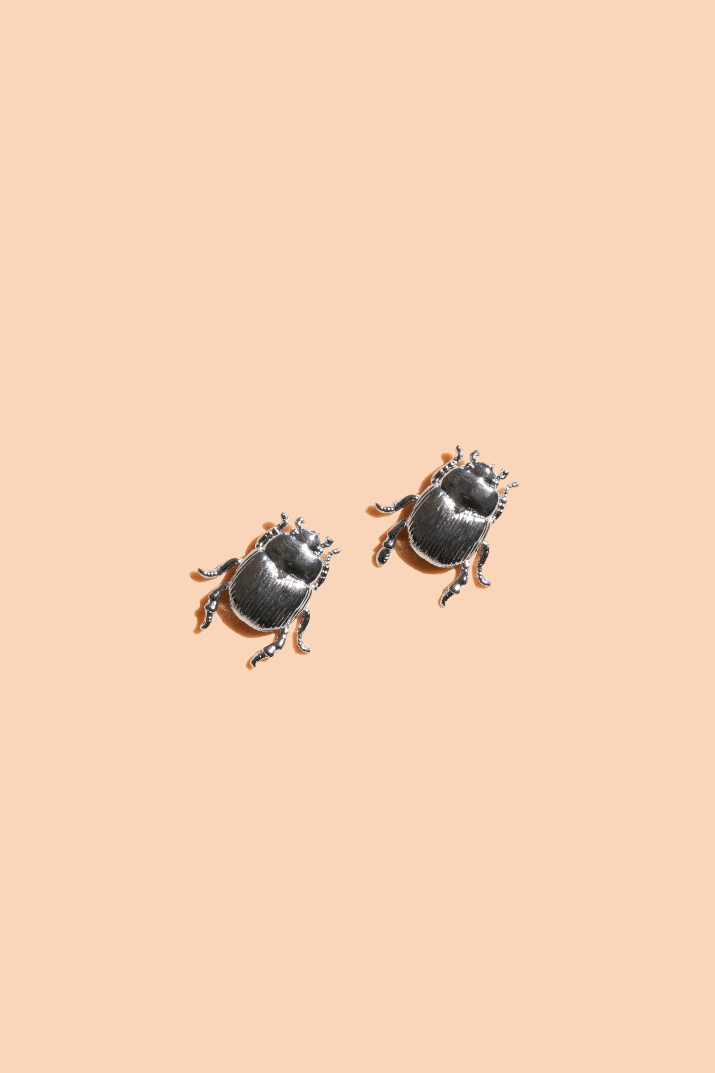 Fortune Beetle Studs -18K Gold Plated or Silver Rhodium: Silver