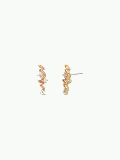 Cascading Baguette Drop - Gold Earrings