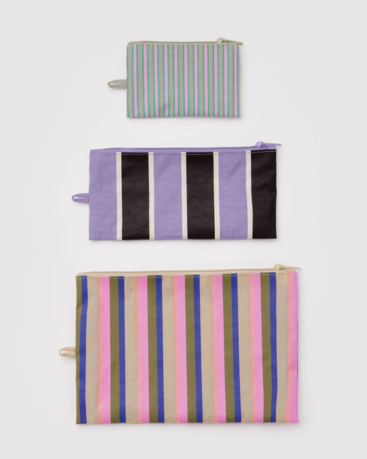 BAGGU Flat Pouch Set - Candy Shop Stripes