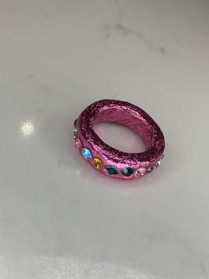 Thin Infinity Ring - Bright Pink - 8