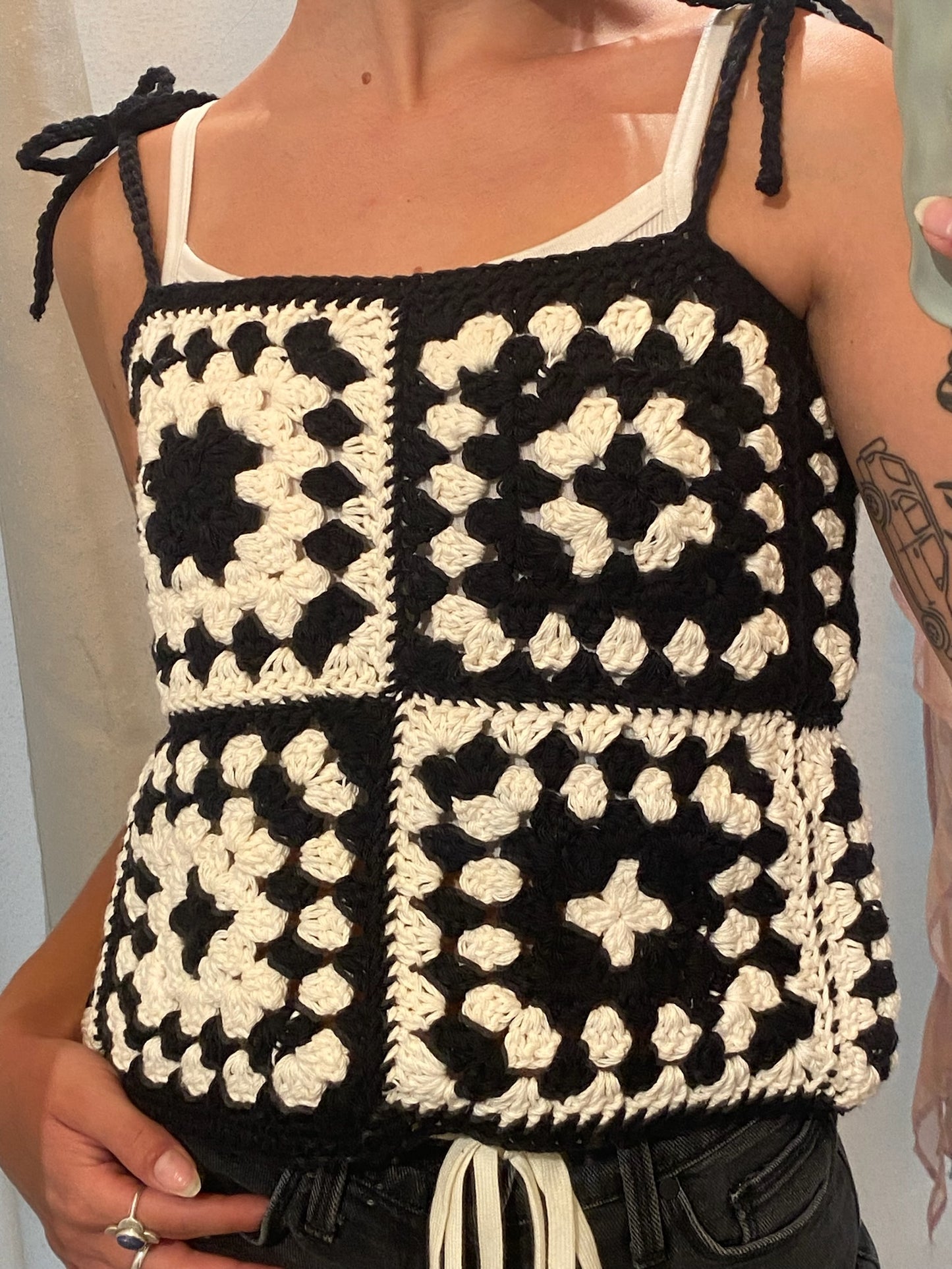 Crochet Square Tank by Clever Stitches - Black & White