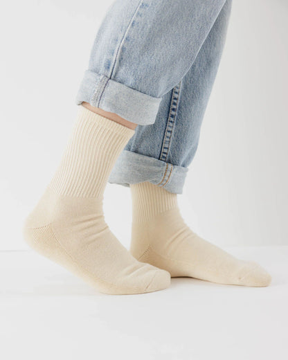 BAGGU Ribbed Sock - Ecru
