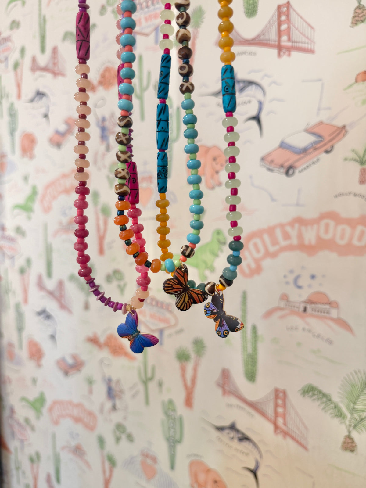 Handmade Necklace with Butterfly Charms