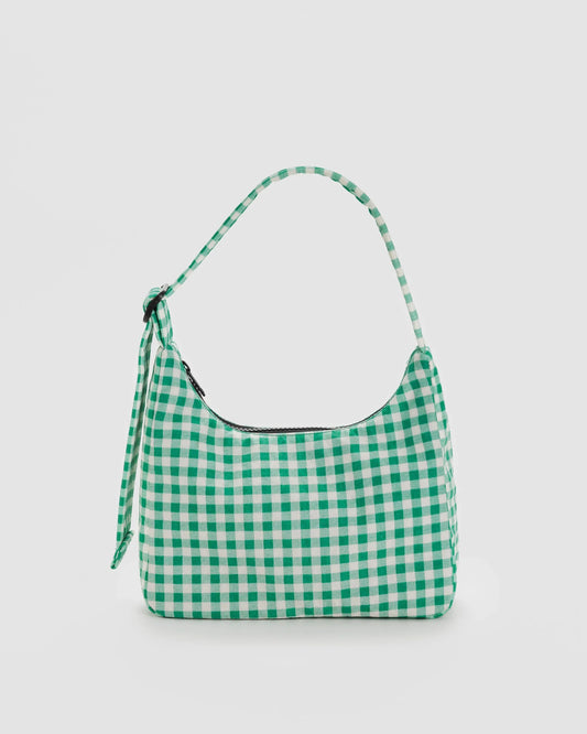 BAGGU Mini Nylon Shoulder Bag - Green Gingham
