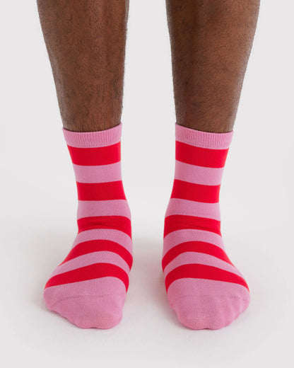 BAGGU Crew Sock - Pink Stripe