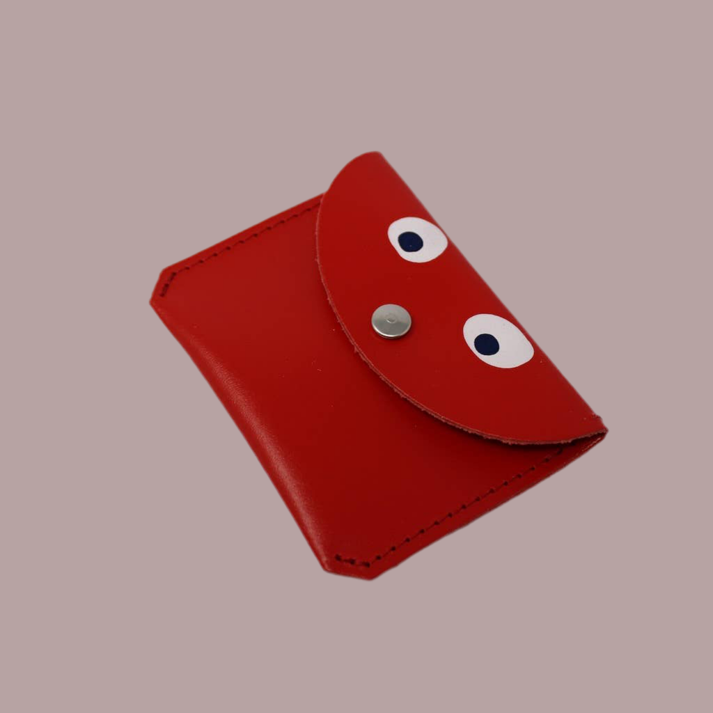 Googly Eye Mini Money Coin Purse in Red